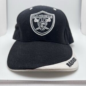 Vintage Oakland Raiders Twins Enterprise Black Hat Cap Strap Back NFL Wool Blend